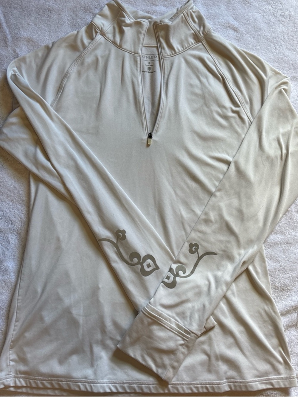 Athleta Women's Cream Quarter-Zip Long Sleeve Top